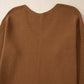 Camel Ribbed Knit Drop Sleeve V Neck Loose Fit Sweater