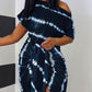 Tie Dye Print Ruched Slit Casual Dress