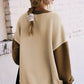 Apricot Color Block Thumbhole Sleeve Drop Shoulder Sweatshirt
