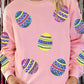 Pink Sequined Bunny Egg Easter Day Pullover Sweatshirt
