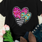 Black Trio Heart Patched Valentines Fashion Tee