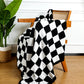 Color black Plush Checkered Print Sofa Blanket 127*152cm