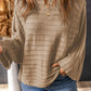 Brown Exposed Seam Ribbed Knit Dolman Top