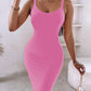 Spaghetti Strap U Neck Casual Maxi Dresses Slim Fit Cami Dress Party Club Bodycon Dress