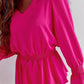 Shirred Asymmetrical Hem V Neck Top
