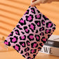 Bright Pink Leopard Print Corduroy Zipped Makeup Storage Bag