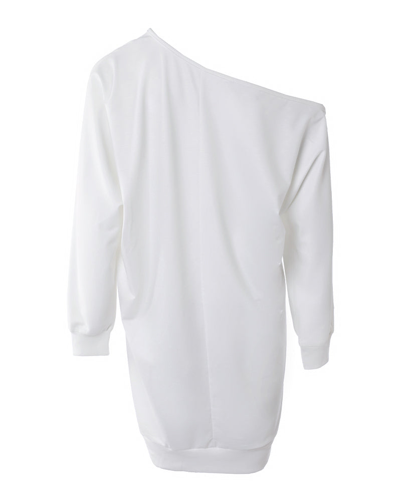 Poker Letter Print Long Sleeve Casual Dress