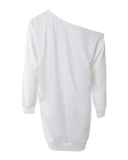 Poker Letter Print Long Sleeve Casual Dress