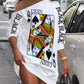 Poker Letter Print Long Sleeve Casual Dress