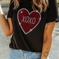 Black Rhinestone XOXO Heart Graphic Crewneck Tee