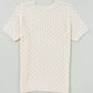 Beige Hollow Out Crochet O Neck Short Sleeve Sweater Tee