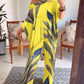 2 Pieces Outfit Plants Print Cold Shoulder Batwing Sleeve Top and Casual Wide Leg Pants Set