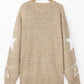 Khaki Star Pattern Drop Shoulder Plus Size Sweater
