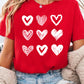 Red Diverse Heart Printed Crewneck Valentines Tee