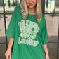 Bright Green Rhinestone Lucky Poker Cards Oversized T Shirt Mini Dress