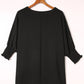 Black Smocked Wrist Shift Top