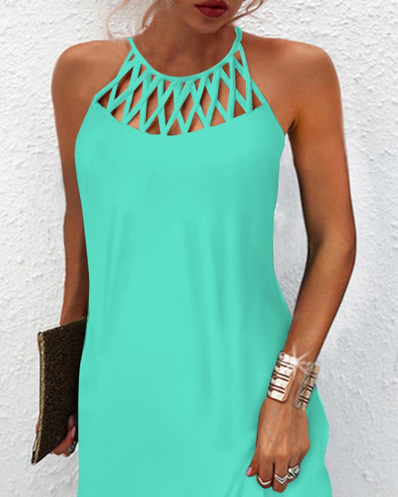 Sleeveless Hollow Out Casual Dress