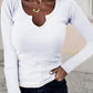 V Neck Long Sleeve Slim Fit Ribbed T Shirt Casual Basic Knit Top