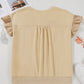 Parchment Ruffled Short Sleeve Bowknot Applique Crew Neck Plus Size Top