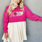 Rose Red Sequin Heart XOXO Graphic Colorblock Patchwork Hem Sweatshirt Dress