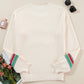 Beige Tinsel Holly Jolly Graphic Classic Sweater