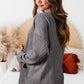Medium Grey  Solid Textured Open Front Cardigan with Pocket