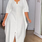 V Neck Half Sleeve Front Slit Maxi Dress Casual Loose Fit Vacation Dress