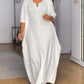 V Neck Half Sleeve Front Slit Maxi Dress Casual Loose Fit Vacation Dress