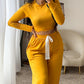 2 Pieces outfit Frill Hem Long Sleeve Crop Top and Casual Lace Tied Detail Pants Set