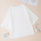 White Colorblock Star Patched Half Sleeve Oversized Tee