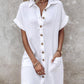 Buttoned Pocket Design Casual Shirt Dress
