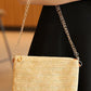 Oatmeal Straw Woven Zipper Chain Shoulder Bag