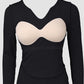 Notch Neck Built in Bra Ruched Waist Rib knit Top