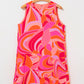 Rose Abstract Floral Print Sleeveless Shift Mini Dress