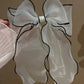 White Contrast Trim Wavy Bow Knot Hair Clip