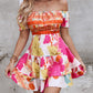 Off Shoulder Ruffle Hem Floral Print Dress