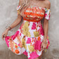 Off Shoulder Ruffle Hem Floral Print Dress