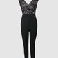 V Neck Lace Bodice Sleeveless Jumpsuits
