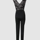 V Neck Lace Bodice Sleeveless Jumpsuits