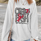 White Crawfish Season Checkered Letter Graphic Corded Sweatshirt