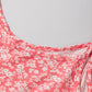 Red Floral Adjustable Straps Babydoll Tank Top