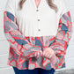 Apricot Plus Size Printed Patchwork Textured Buttoned Blouse