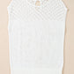 White Eyelet Knit Tied Back Short Sleeve Sweater