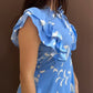 Floral Print Tie Neck Shoulder Ruffles Maxi Dress Casual Waist Shirred A Line Dress