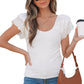 White Eyelet Ruffle Sleeve Slim Fitted Top