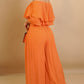 Off the Shoulder Layered Trim Waist Jumpsuit Casual Wide Leg Romper