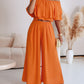 Off the Shoulder Layered Trim Waist Jumpsuit Casual Wide Leg Romper