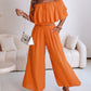 Off the Shoulder Layered Trim Waist Jumpsuit Casual Wide Leg Romper