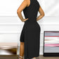 Rhinestone Sleeveless Ruched Asymmetrical Casual Dress
