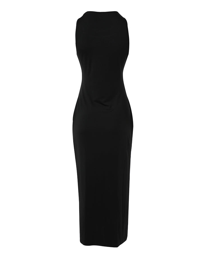 Rhinestone Sleeveless Ruched Asymmetrical Casual Dress